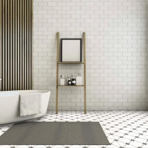 Lily Moroccan Style Encaustic Look Porcelain Tile pattern with modern white furniture